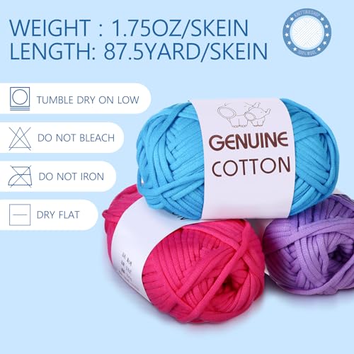 Image of Timgle 18 Pack Beginners Crochet Yarn Cotton Yarn for Crocheting and Knitting with Easy to See Stitches Cotton Nylon Blend Yarn for Crochet Kit Making(Vivid Colors)