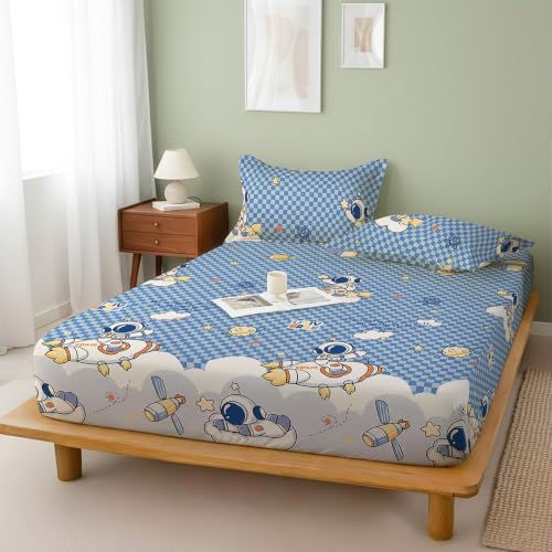 Image of Weave & Decor Cartoon Bedsheet for King Size Bed 78x78x8 Inches, Super King Size, with 2 Pillow Covers 20x30