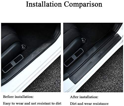 XITER 4PCS Carbon Fiber Leather Car Door Sill Scuff Plate Guard Sills Door Entry Guard Protector Trim Autoparts Accessories for Honda Pilot 2016-2024 (Silver)