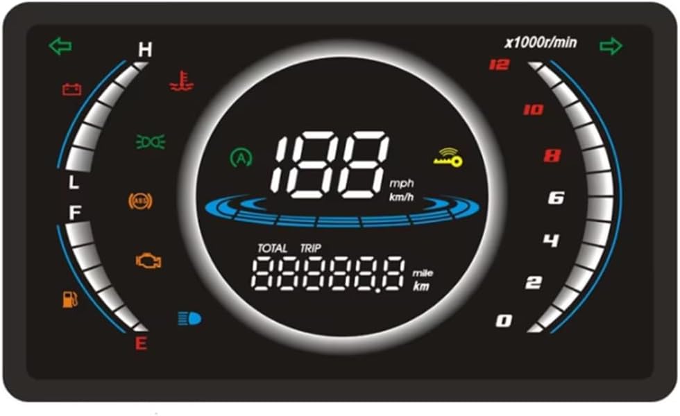 12V Universal Adjustable LED Digital Motorcycle Speedometer Dashboard with Temperature Gear 199Km