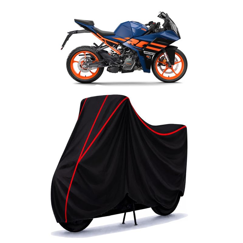 Image of KTM RC 200 Water Resistant Bike Cover for All Motorcycles & Rain | Heavy Duty Taffeta Fabric | UV Protection, Dustproof, Scratchproof | All Weather Two Wheeler Body Cover with Elastic Bottom