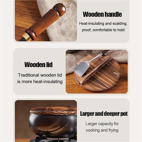 Wok de acero al carbono forjado a mano con tapa de vidrio 24 cm miniatura 4