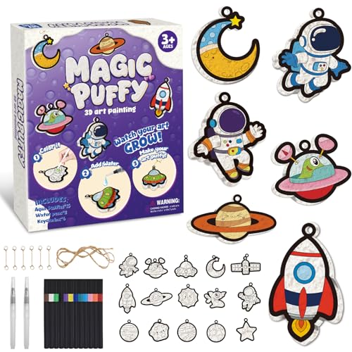 ZHFEIIRU 3D Art Kit Aqua Puffs Princesses Mess-Free Painting Craft for Girls & Boys DIY Color Inflate Activity Travel Toys & Creative Gifts for Girls & Boys (Space)
