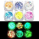 Glow in The Dark Glitter, JEMESI 6 Color Luminous Iridescent Chunky Glitter, Cosmetic Craft Glitter...