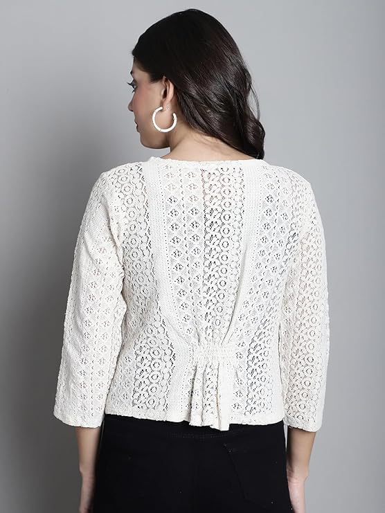 Image of NATURE CRAFT Cotton Shrug, Round neck Shrug, 3 /4 Sleeve Shrug, Shrug for Women, Shrug for Girls, Shrug, Women Shrug