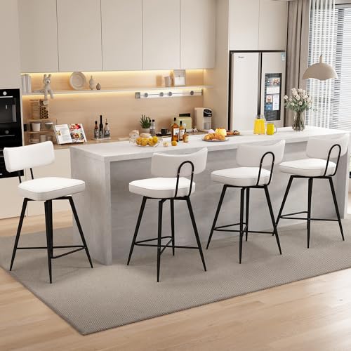 Image of GXJ Bar Stools Set of 4, Kitchen Counter stools with Backs and Metal Legs