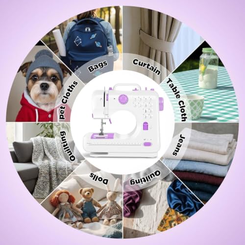 Image of This lightweight Sewing machine is designed for convenience and versatility. Sewing Machine for Beginners,Portable 12 Built-in Stitches,(High-Low Speeds),505UJH.DC Power Supply Method.