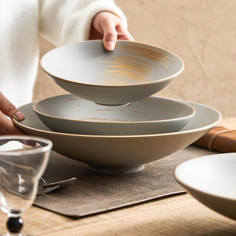 Miski do zupy ceramiczna miska na makaron dom duża miska na zupę restauracja kapelusz miska nadaje się do zupy, ziaren, chili, gulaszu wołowego (M)