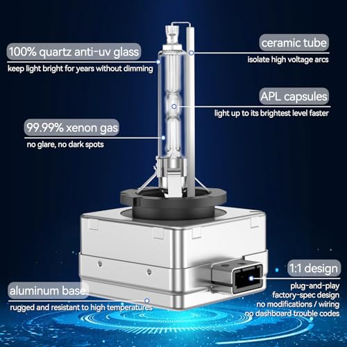 Image of D3S Hid Headlight bulb 6000K White 200% brightness, Super White Xenon Replacement 66340 42403 42302 Headlight Bulb (35W D3S, 2 Pack)