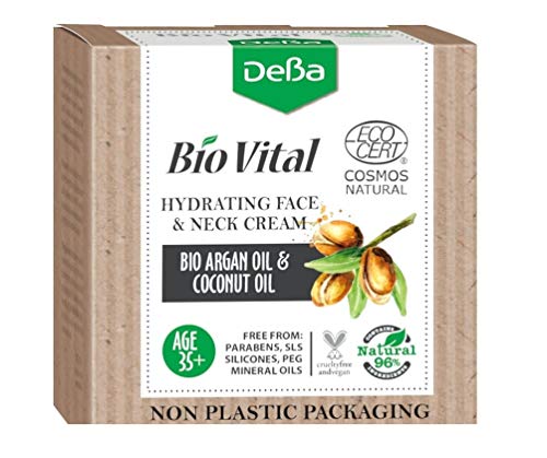 Bio Vital Anti Age Hydrating Face & Neck Cream with Bio Argan Oil & Coconut Oil 96% Natural Age 35+ Vegan Prabens Free