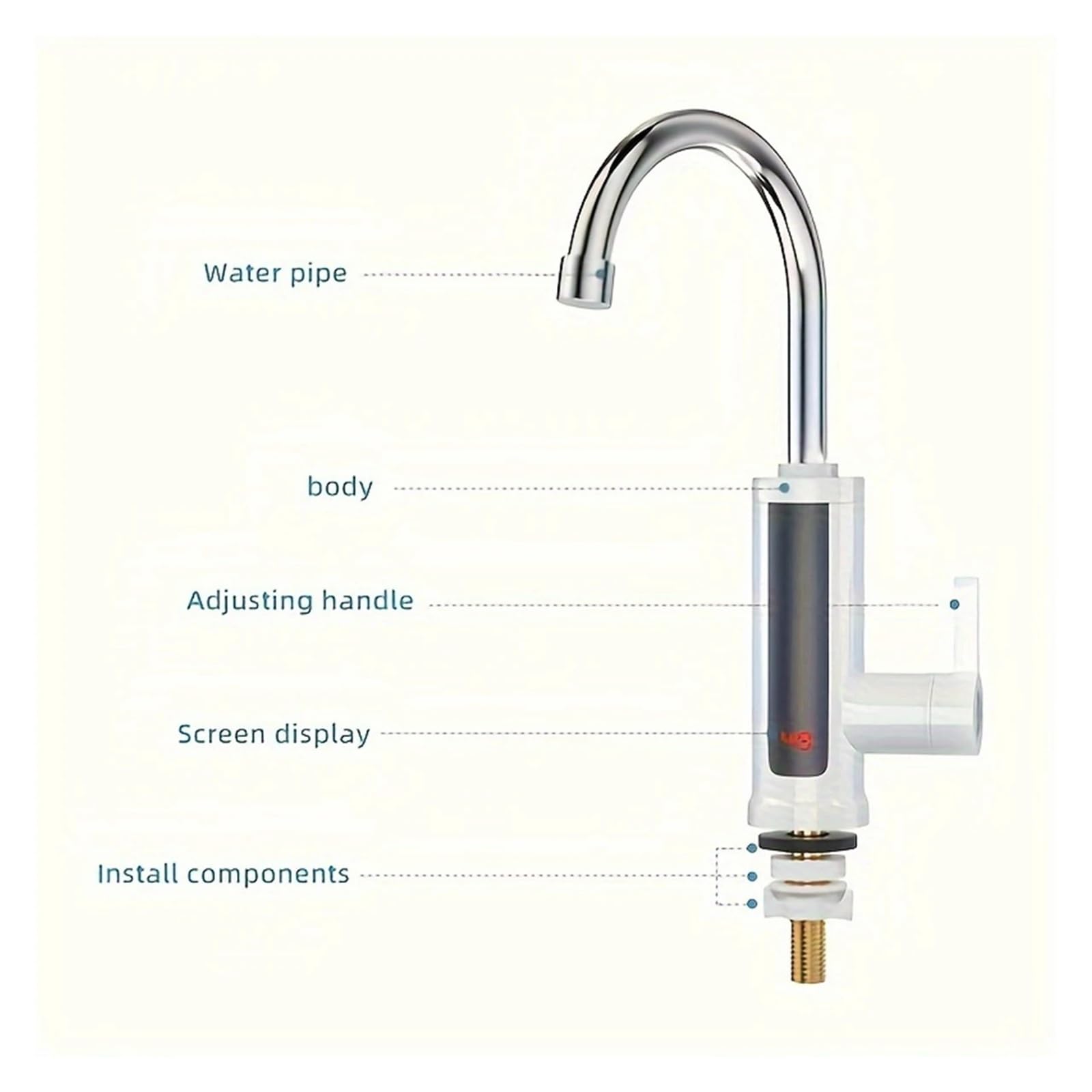 Grifo eléctrico de calentamiento rápido con pantalla digital instantánea for cocina y baño,con buen aislamiento