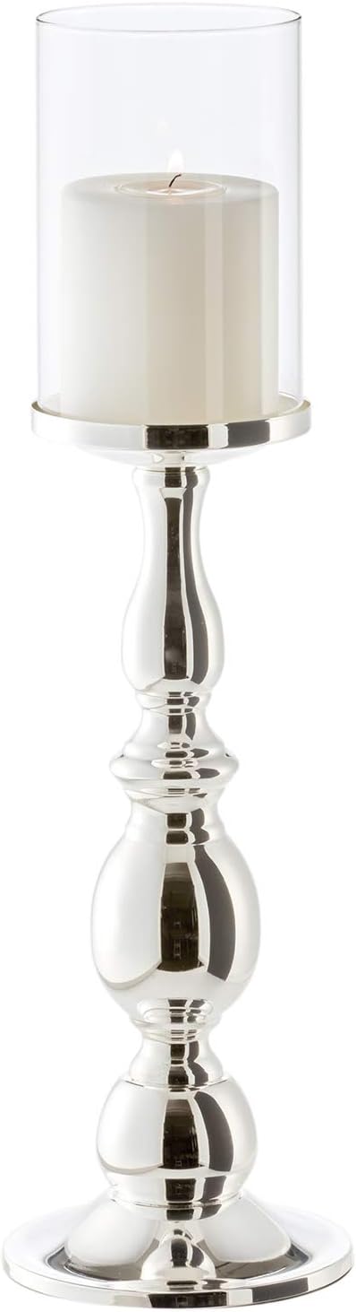 EDZARD Candlestick/windlight Mascha, height 17,7 in, silver plated, tarnish protected, for candles up to ø 3,9 in