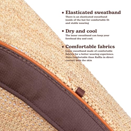 Image of Straw Cowboy Hats Cowgirl Hat Western Cowboy Hat Rancher Hat for Men Women, Exquisite Decoration Band