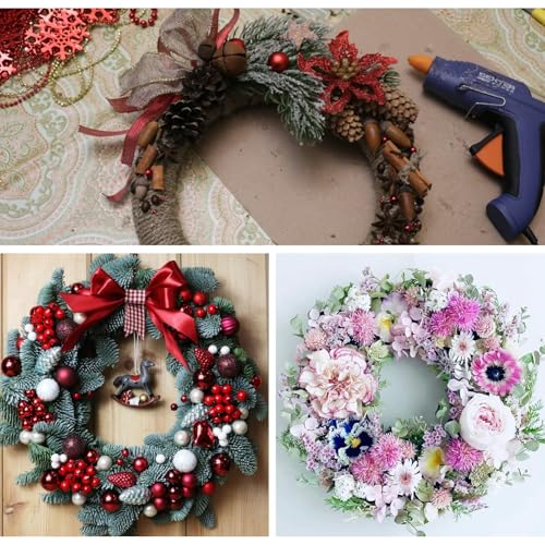 15 Pcs Large Hanging Round Wreaths, 12 inWooden Wreath Frames for Crafts, Unfinished Wooden Craft Floral Hoop Rings, Round Circle Christmas Hanging Ornaments Decorations with Hole for Christmas Decor - Thumbnail 6
