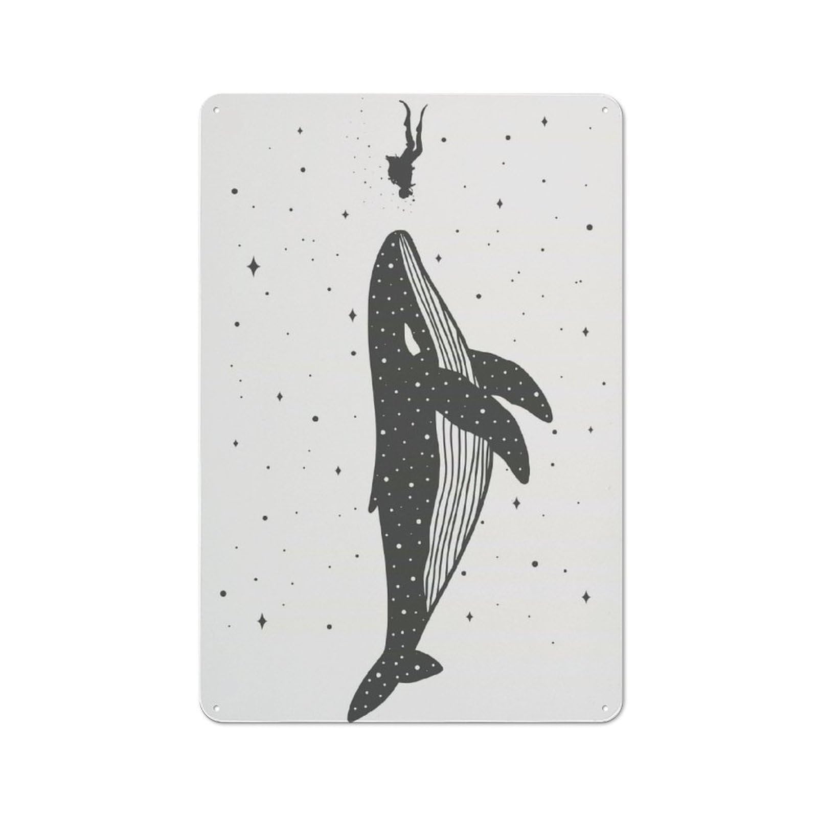 Junmoney Space Whale Classic Tin Sign 30X20cm, Classic Pub Decor For Cafe, Pub, Workshop Or Home Bar, Small Accent For Blank Walls