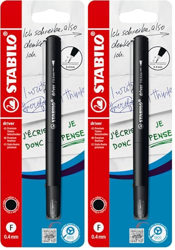 STABILO - Rotulador punta fina premium - dr!ver - negro (Paquete de 2)