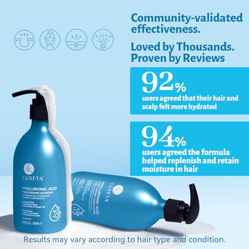 Image of Luseta Hyaluronic Acid Moisturizing Shampoo and Conditioner for Dry Hair | Frizz Control for Damaged Hair, with Argan Oil and Shea Butter, Sulfate & Paraben-Free, for Women and Men, 16.8oz*2