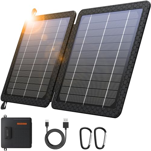 GOODaaa 10W Portable Solar Charger with Dual USB Outputs Super Handy Foldable Size 24% High Conversion Efficiency Solar Panels, Waterproof & Dustproof & Shockproof, Universal Compatibility
