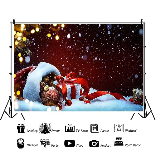 YongFoto 3x2m Vinyl Photography Backdrop Balls Falling Snowflakes Abstract Red Wall Xmas Photo Background Backdrops for Photography Photo Shoots Party Kids Personal Portrait Photo Studio Props - Image 3
