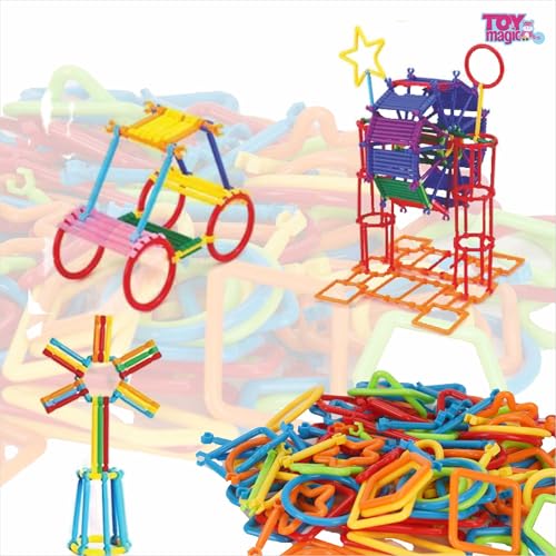 Image of ToyMagic StrawStix Construction Set for Kids - 700 Pieces STEM Educational Building Blocks, Colorful Interlocking Straws & Connectors for Imaginative Play, Structures, Shapes - Ages 3+