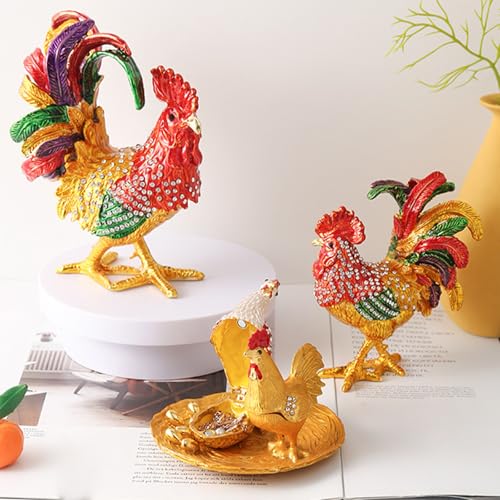 Vitrina de joyería exclusiva con estatua de gallo fina y caja de regalo ornamental 4