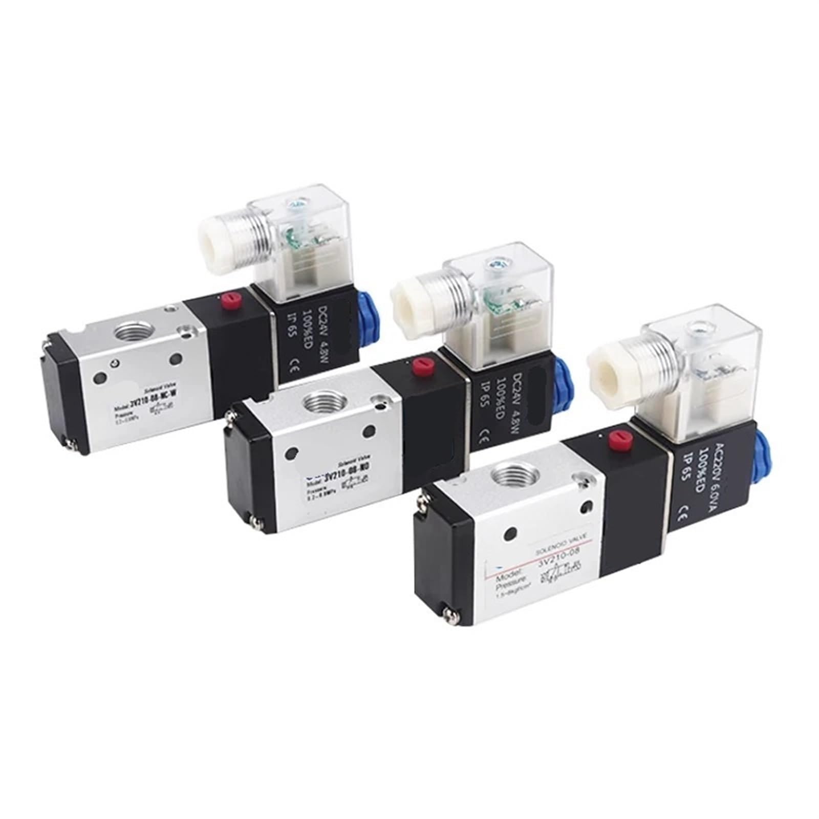 3V210-08 Electroválvula neumática de 3 vías y 2 Posiciones, 1/4" NA NC, Control direccional Aire, 12 V CC, 24, 110 CA, 220(3V210-08-NO and 4mm,Motor with Bracket)