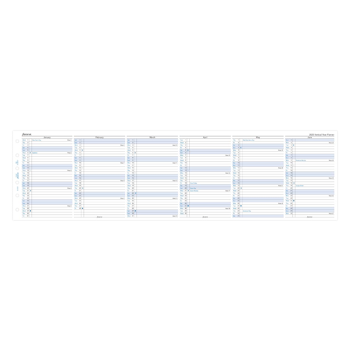 FILOFAX Calendario con inserto tascabile annuale verticale (E) 2025