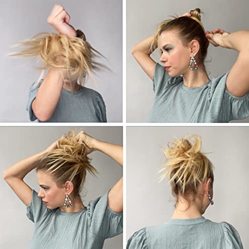 CAISHA Hairpiece Scrunchy Updo Bridal Hairstyles Voluminous Curly Messy Bun Blond With Highlights G35L - Image 4
