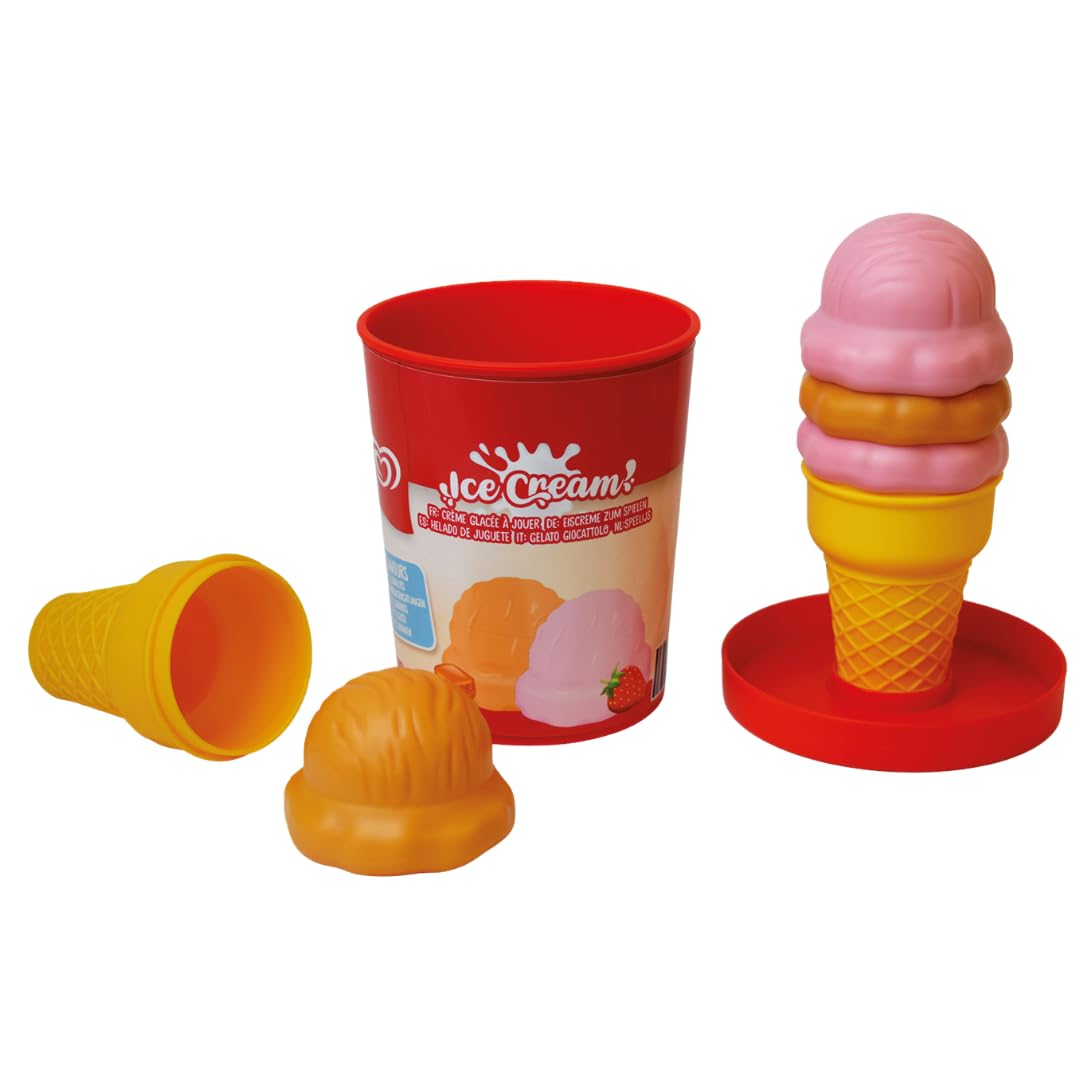 Casdon Official Walls Ice Cream Tub Toy – Strawberry & Caramel - Scoop and Serve Pretend Play Set for Children Aged 2+