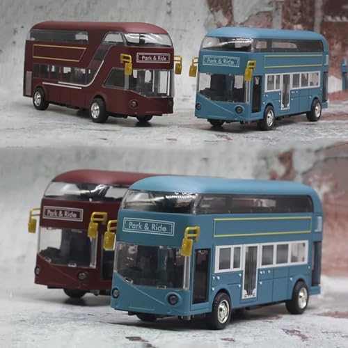 Image of DARVICE Toy Bus Double Decker Bus Toys for Kids Diecast Metal Bus Alloy London Bus Light & Music Open Door Collection Bus Toys for Boy Kids