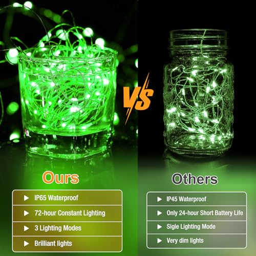 Image of 6 Pack Fairy Lights Battery Operated - 7ft 20 Led Twinkle Lights 3 Modes, Bulk Mini St. Patrick's Day Decorations String Lights Waterproof for Mason Jars Vases DIY Party Wedding Christmas - Green