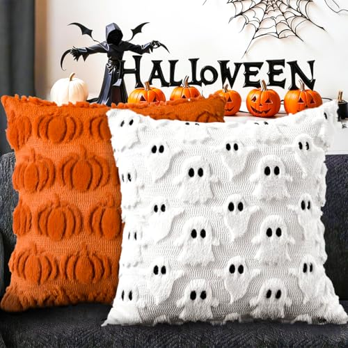 Halloween Pillow Covers 18x18 inch Set of 2, Halloween Decor with 3D...