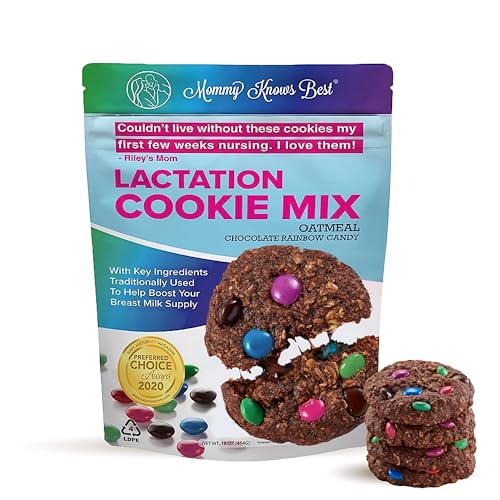 Image of Lactation Cookies Mix - Oatmeal Breastfeeding Cookie Supplement Support for Breast Milk Supply Increase (Rainbow Candy) 16oz
