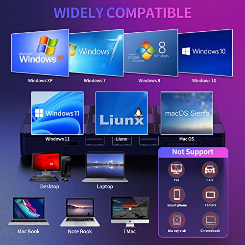 External Cd/Dvd Drive For Laptop, 7 In 1 Usb Ultra-Slim Portable Cd/Dvd Player Burner, Cd Rom External Dvd Drive For Laptop Compatible With Laptop Desktop Pc Windows 11/10/8/7 Linux Mac Os (Black) #TOP4