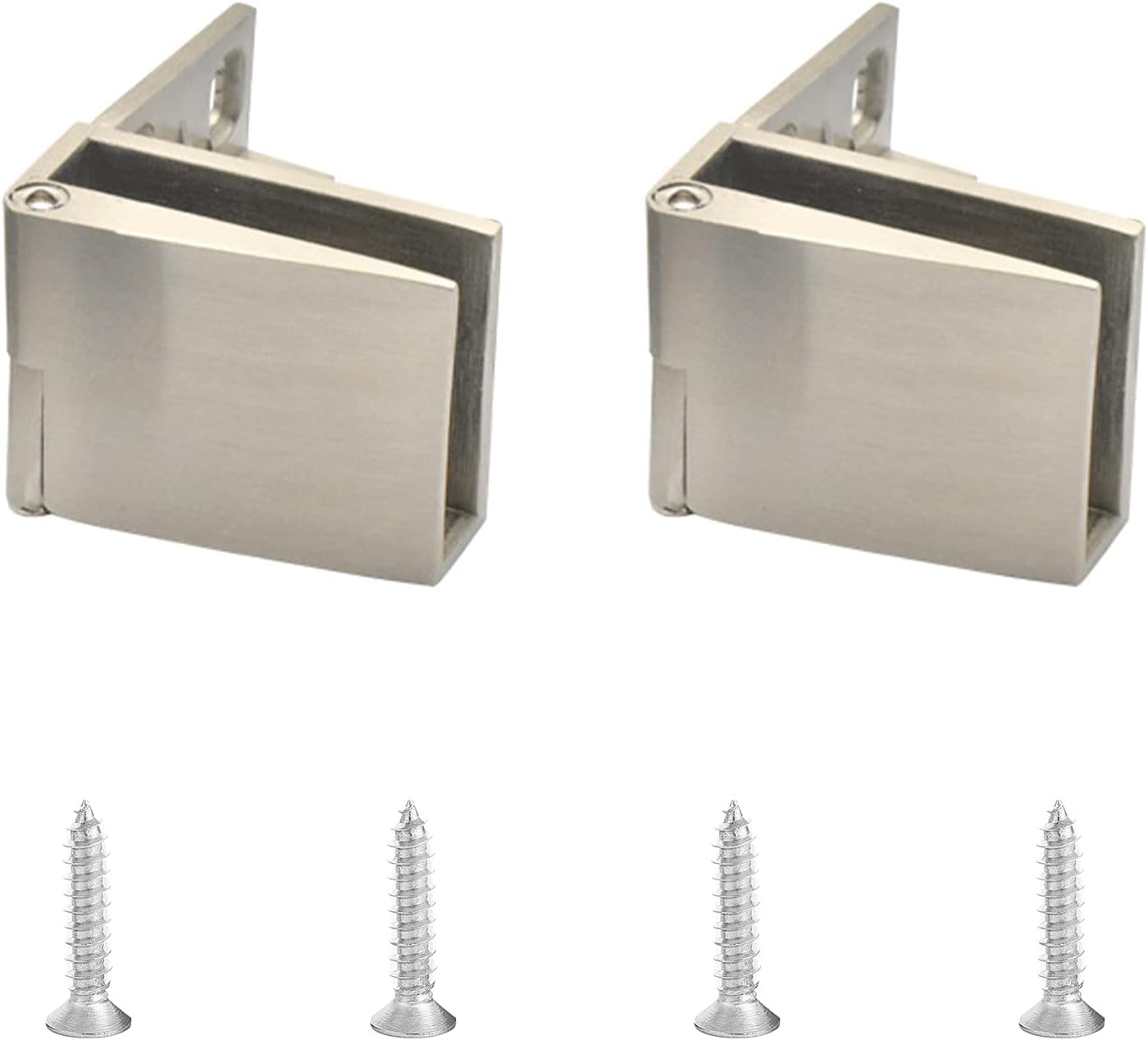 Oricalchasm Brushed Surface 2Pcs Zinc Alloy Frameless Glass Door Hinge 90 Degree Side Mounted Glass Door Hinge, For 3-5Mm Thick Glass(Brushed Surface)