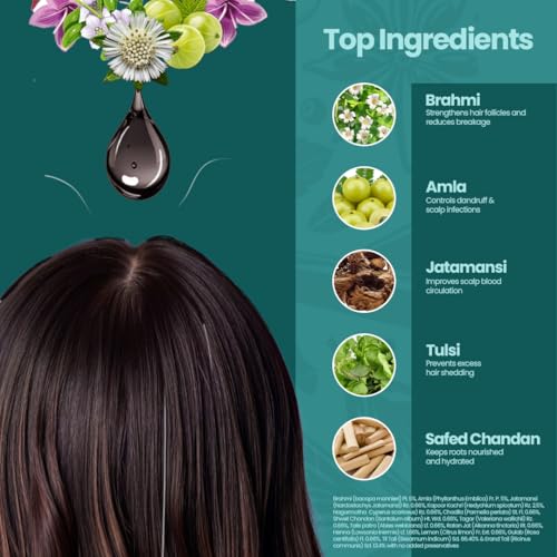 Image of Krishna's Kesharogyam Ayurvedic Hair Oil - 100 ml for Strong Hair with 15 Ayurvedic Herbs | Amla Jatamasi Right hair growth oil| Paraben Free - (Pack of 2)
