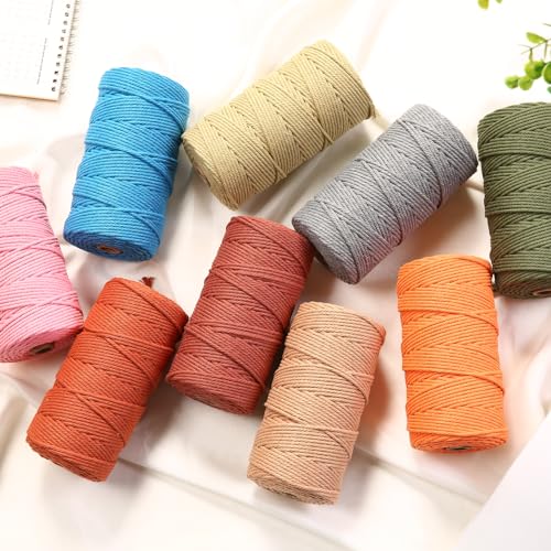GOHOF Macrame Cord 3mm x 150m Premium Cotton Macrame Rope, 4 Strand Twisted Soft Cotton Cord - Image 4