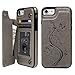 iPhone 7 Card Holder Case, iPhone 8 Wallet Case Embossed Butterfly Slim Folio Leather Cover Shockproof Shell with Credit Card Slot Protective Skin for iPhone 7 & 8, Gray