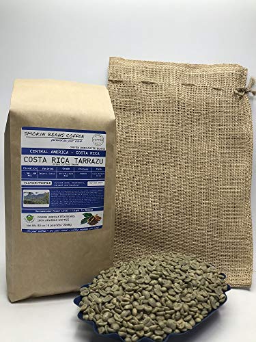 5 Pounds – Southern Central American – Costa Rica – Unroasted Arabica Green Coffee Beans – Grown In Region Tarrazu – Altitude 1700-1800 Meters – Drying/Milling Process Is Washed - Includes Burlap Bag #TOP9