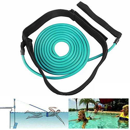 FOOING 4M Swim Training Belts, Swim Training Leash,Swim Tether Stationary Swimming, Swim Harness Static Swimming Belt, Swim Bungee Cords Resistance Bands (Mint-Green, 4)