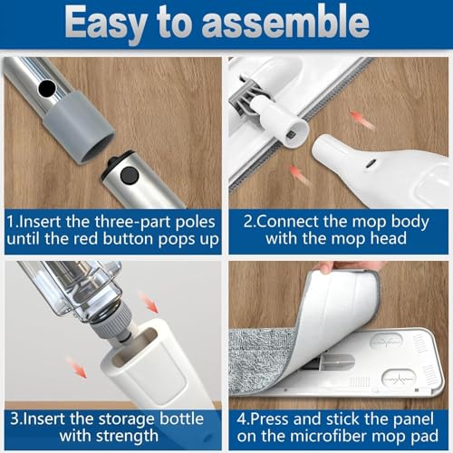 Image of Spray Mop for Floor Cleaning, Wet & Dry Flat Mop with Washable Microfiber Pad, 400ml Refillable Bottle for Hardwood, Marble, Tile Cleaning (Home Cleaning) White
