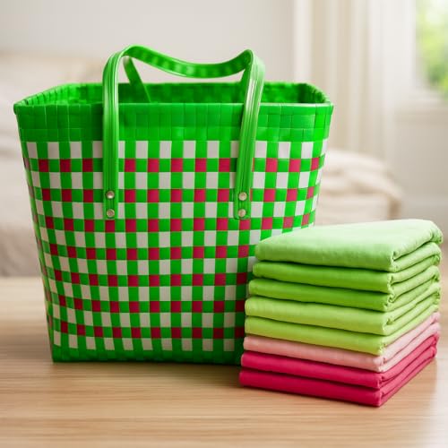 Image of Hand Made Multipurpose Plastic Basket with Lid | Eco-Friendly, Washable, Rust-Free Storage Basket for Kitchen, Picnic, Toys, Travel, Office | Lightweight | Polypropylene | COMBO 3, SET of 3 (XL-L-M)
