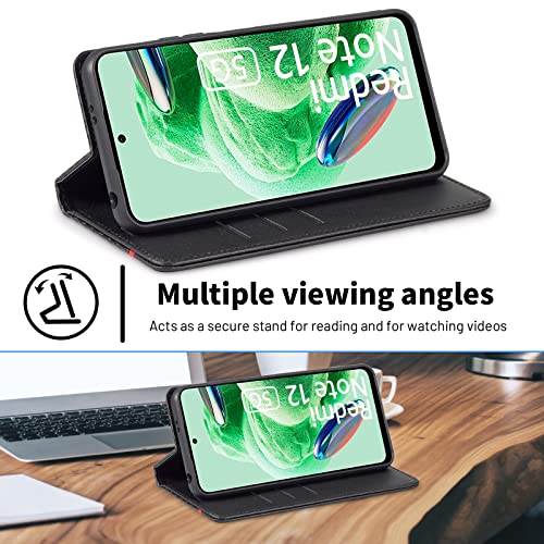 Capa para Redmi Note 12 5G, Carteira Flip Premium para Xiaomi Redmi Note 12 5G Fibra Carbon Couro Si