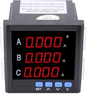 Akozon Voltmetro Amperometro Wattmetro Digitale Misuratore di Potenza Multifunzione Trifase Contatore Energia Elettrica Misuratore Consumo Elettrico Quadro Digitale LCD (Nero)