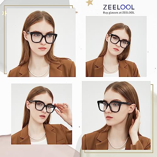 Image of Zeelool Oversize Square Blue Light Blocking Glasses for Women men Milledge ZWA814760-02 Tortoise