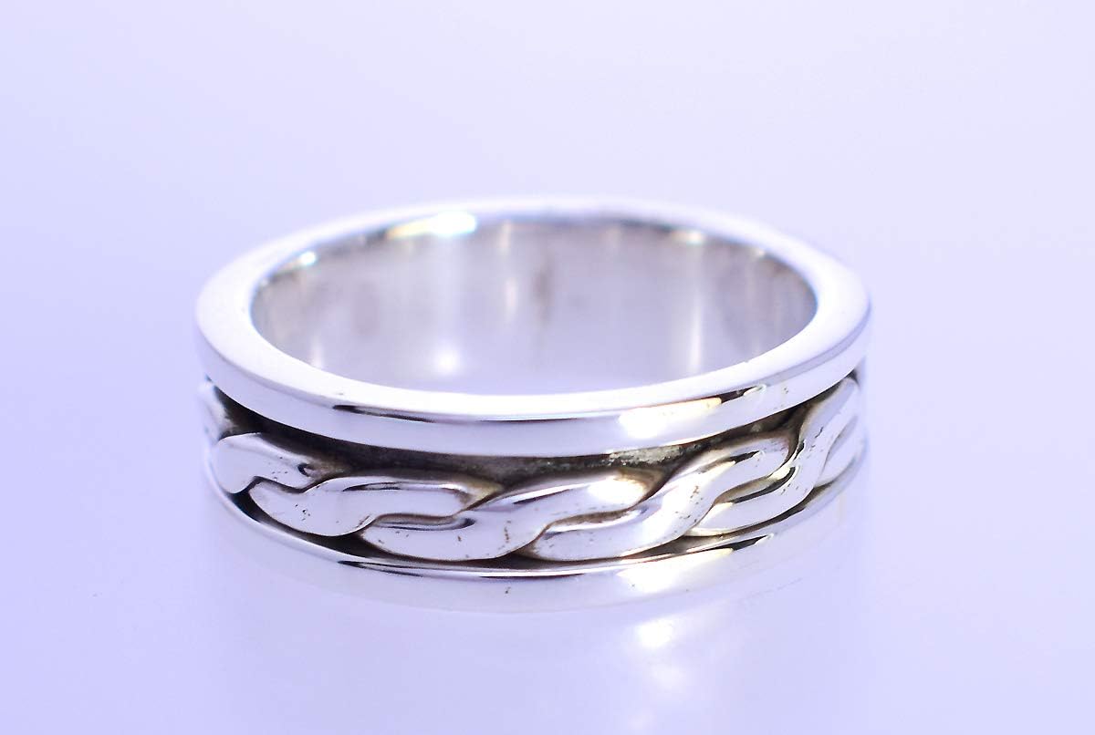 925 Sterling Silver Meditation Handmade Partywear Simple Spinner Ring