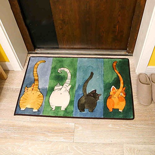 CH Cute Cat Printed Doormat Rectangle Floor Mat 16'' x 24'' for Children's Room Living Room Bathroom Kitchen (Style 5)