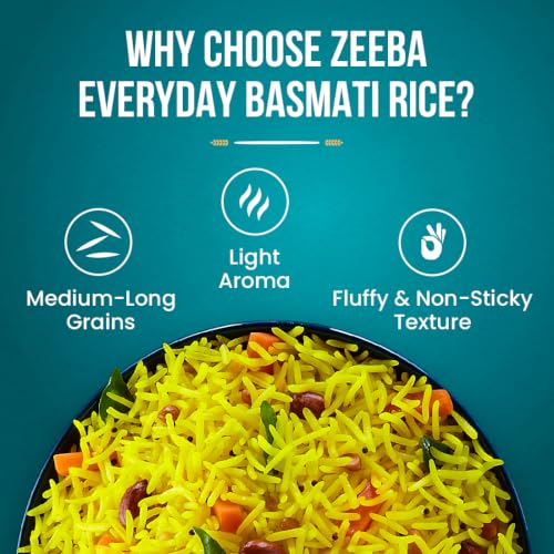 Image of Zeeba Everyday Basmati Rice 1 Kg, Perfect for Everyday Cooking (Cooked length upto 14mm*)