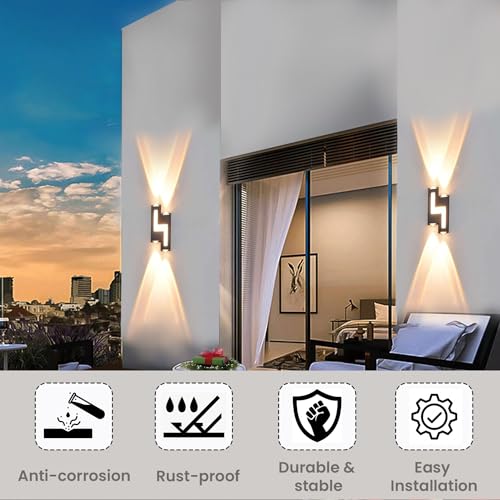Image of GIGAWATTS 7W Z-Shaped Wall Light 3 Way BIS Approved IP65 Waterproof LED Exterior Indoor Mount Fixture Up Down Sconce Lamp for Home Patio Garden Balcony Decor (1Pc, Warm White)