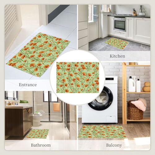 Tapis 160x230 cm antidérapant grand format imprimé coquelicots - 8